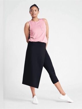 Betabrand The Sassiest Pants Womens Black Skirt Overlay Crop SZ M Modest